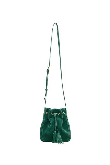 MINI GATHERED LEATHER CROSSBODY BAG - Green by Zara