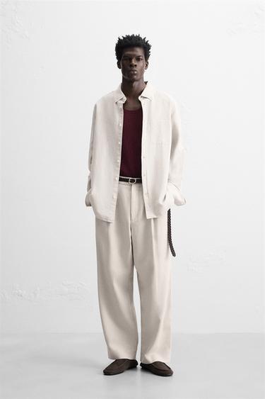 COTTON - LINEN SHIRT - Light beige by Zara