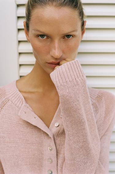 BUTTON-UP KNIT JUMPER - Pink by Zara