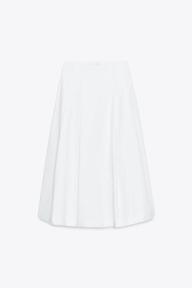 PLEATED MIDI SKIRT - White by Zara