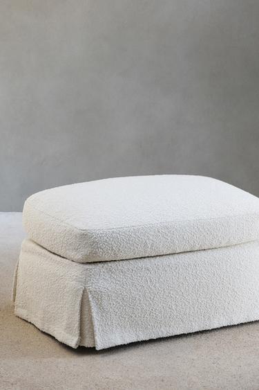 FOOTSTOOL 01 BOUCLÉ COVER - Ecru by Zara - Image 0