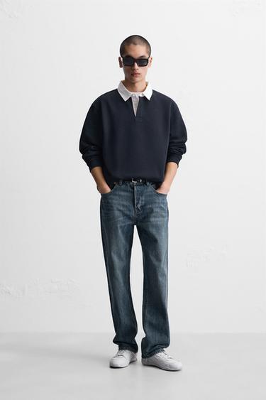 POLO SHIRT WITH CONTRAST COLLAR - Navy blue by Zara - Image 0
