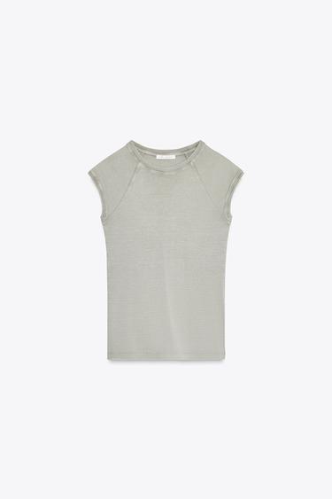 FADED COTTON T-SHIRT - Light grey by Zara