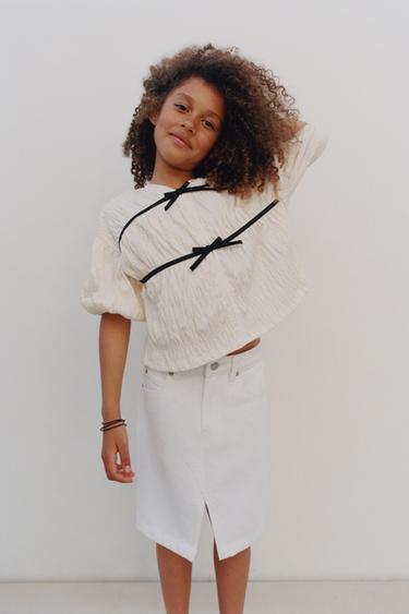 DENIM MIDI SKIRT - White by Zara