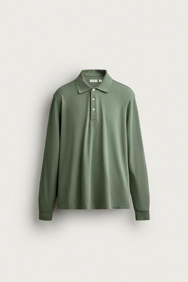 REGULAR FIT LIGHTWEIGHT PIQUÉ POLO SHIRT - Mid-green by Zara
