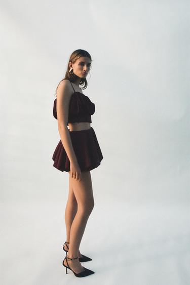 STRAPPY BALLOON TOP - Wine by Zara