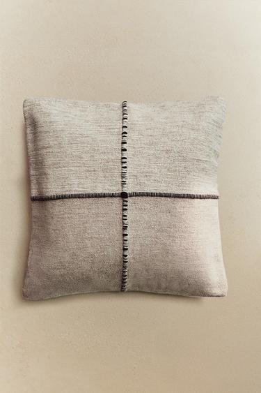 CUSHION COVER WITH LINES - Light beige by Zara
