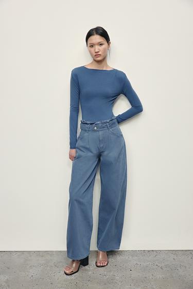 PAPERBAG TROUSERS WITH BELT - Blue by Zara