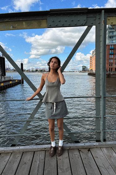 PINSTRIPE HALTER TOP - Dark grey by Zara