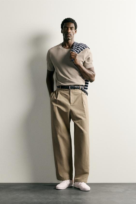 RELAXED FIT KNIT T-SHIRT - camel by Zara - Image 0