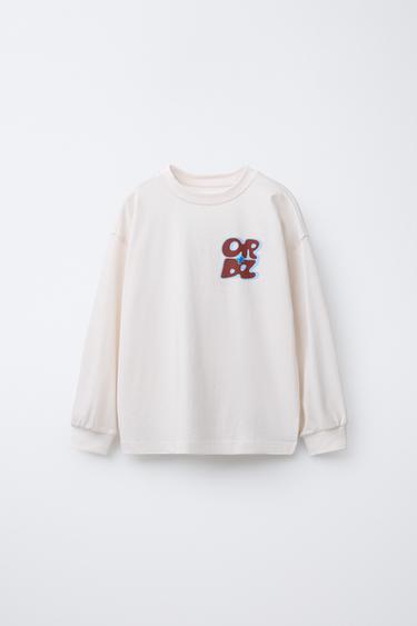 T-SHIRT WITH RAISED SLOGAN PRINT - Ecru by Zara