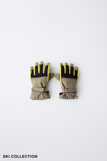 WINDPROOF SKI COLLECTION GLOVES - Green by Zara