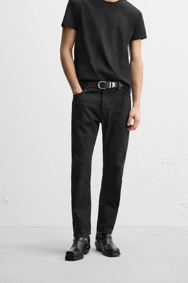 REGULAR STRAIGHT-LEG JEANS - Charcoal by Zara