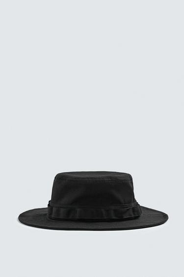WIDE BRIM BUCKET HAT - Black by Zara