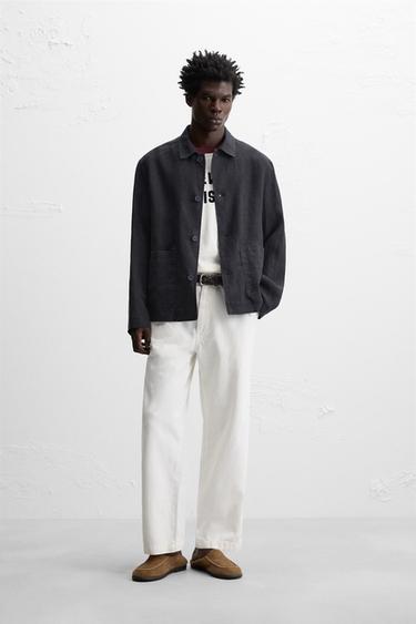 100% LINEN JACKET - Navy blue by Zara - Image 0