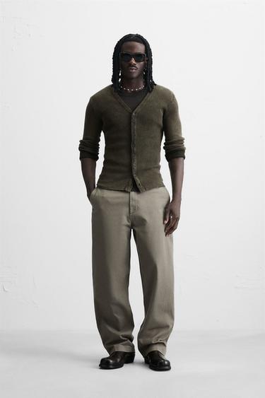 WASHED RIB CARDIGAN - Brown by Zara - Image 0