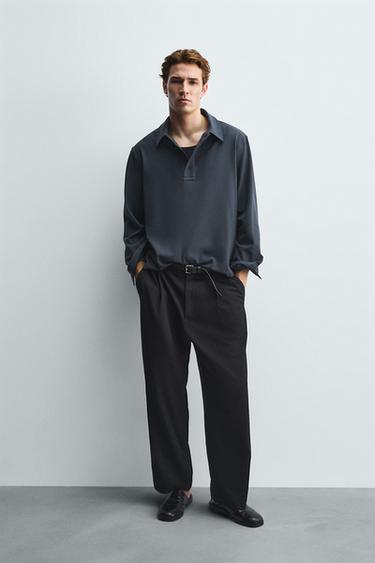 FLOWING POLO SHIRT - Charcoal grey by Zara - Image 0