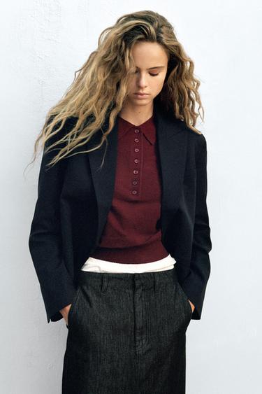 OVERSIZE CROPPED BLAZER - Dark navy by Zara - Image 0