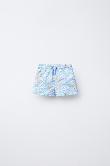 2-6 YEARS/ PALM TREE PRINT SWIM BERMUDA SHORTS - Sand by Zara - Image 0
