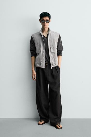 RELAXED FIT TECHNICAL GILET - Grey / Blue by Zara