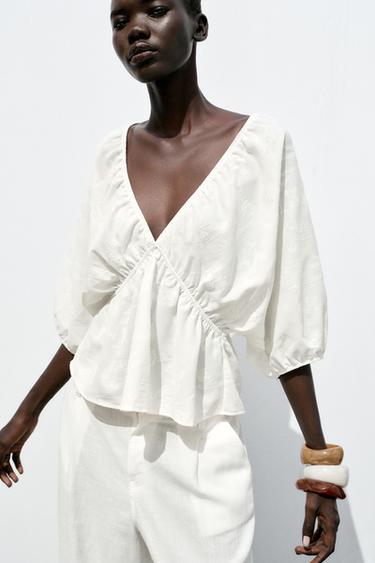 JACQUARD TOP - White by Zara