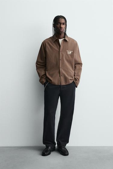 GRAPHIC STRIPED SHIRT - Light brown by Zara