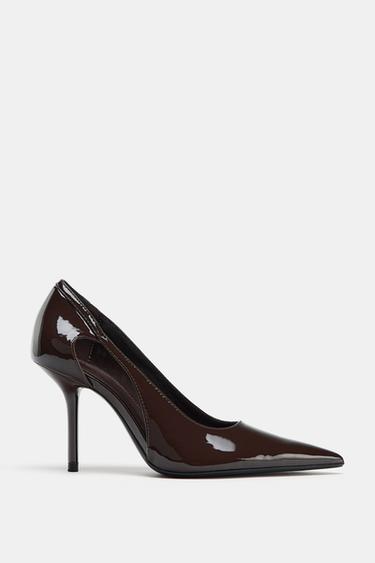 HIGH-HEEL SHOES WITH SIDE CUT-OUTS - Chocolate Brown by Zara