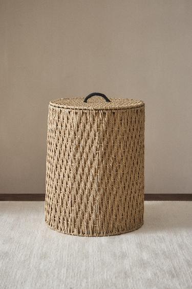 ROUND BASKET WITH LID - Light beige by Zara