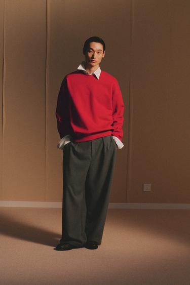 OVERSIZE SWEATSHIRT X AO YES - Red by Zara