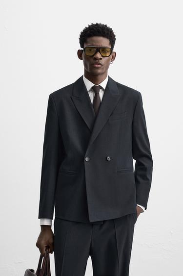 PINSTRIPE SUIT BLAZER - Navy blue by Zara