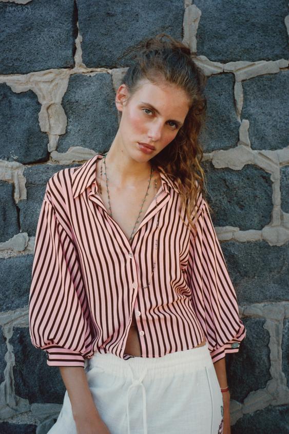 STRIPED PUFF SLEEVE SHIRT - Multicoloured by Zara - Image 0