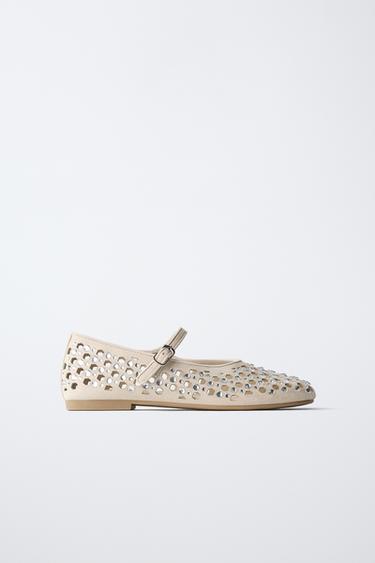 CUT-OUT MARY JANES WITH RHINESTONES - Beige by Zara