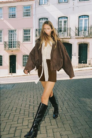 CONTRAST TIE PLAYSUIT - Ecru / Brown by Zara