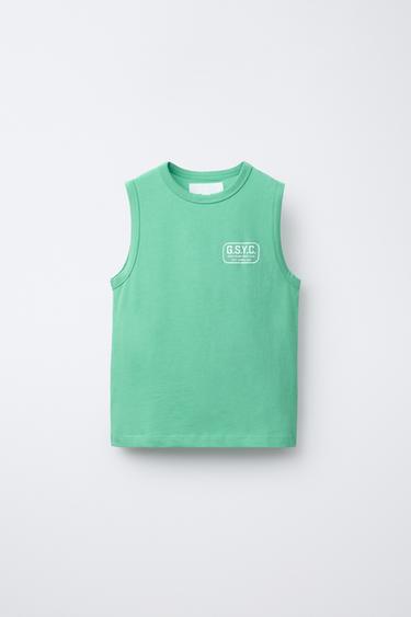 LOGO SLEEVELESS T-SHIRT - Green by Zara - Image 0