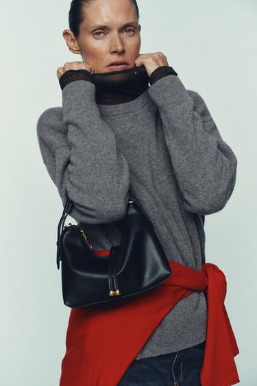 MINI BUCKET BAG WITH BALL DETAIL - Black by Zara