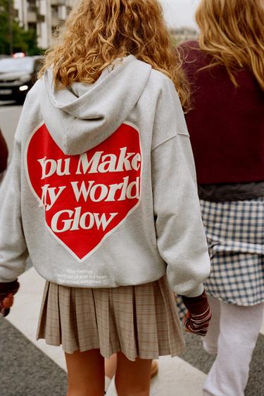 HEART PRINT SWEATSHIRT - Grey marl by Zara