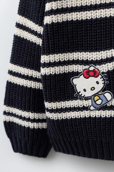 HELLO KITTY © SANRIO STRIPED KNIT SWEATER WITH PATCHES - Navy blue by Zara