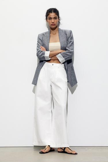 LINEN BLAZER WITH ROLLED-UP SLEEVES - Indigo by Zara - Image 0