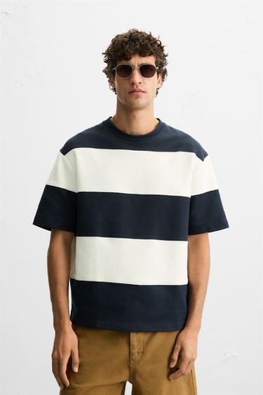 CONTRAST STRIPE SWEATSHIRT - Ecru / Navy by Zara