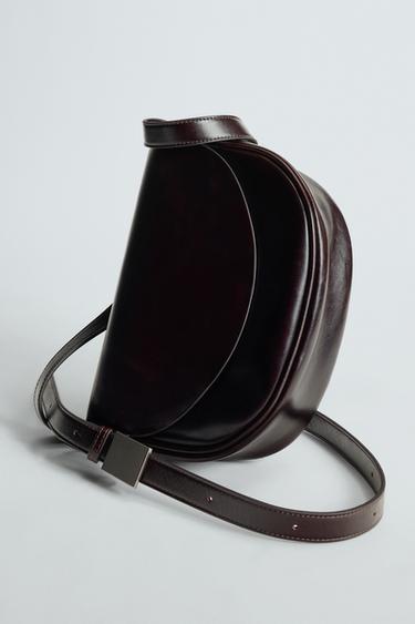 LEATHER CROSSBODY BAG - Brown by Zara