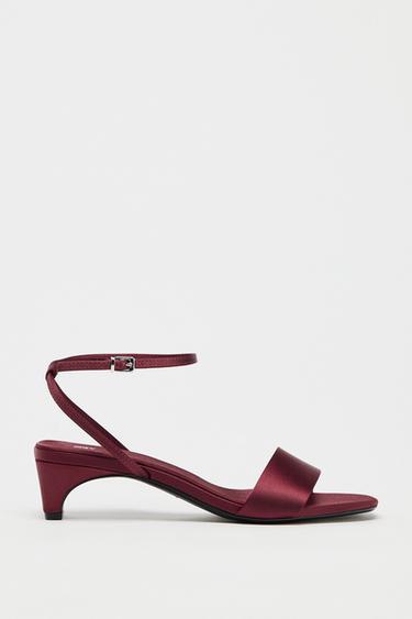 SATIN SANDALS - Burgundy Red by Zara