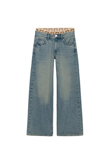 Z1975 LOOSE FIT MID-RISE CROCHET JEANS - Mid-blue by Zara