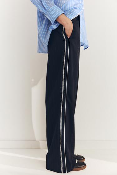 PYJAMA TROUSERS WITH SIDE STRIPES - Dark navy by Zara