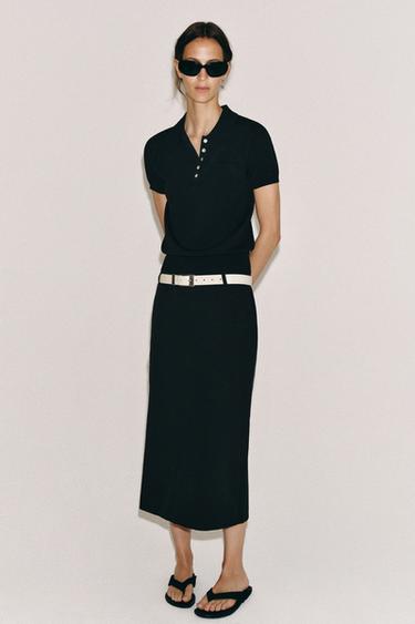 ZW COLLECTION VENTED MIDI SKIRT - Black by Zara