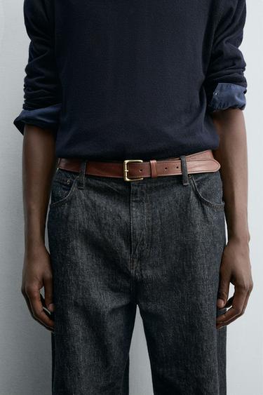 VINTAGE-EFFECT LEATHER BELT - Brown by Zara - Image 0
