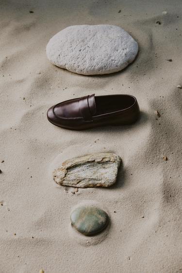 LEATHER PENNY LOAFERS WITH VIBRAM® SOLE AARON LEVINE X ZARA - Brown by Zara