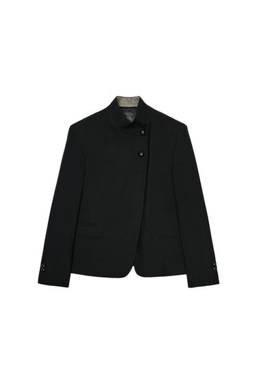 HIGH NECK BUTTONED BLAZER ZW COLLECTION - Black by Zara