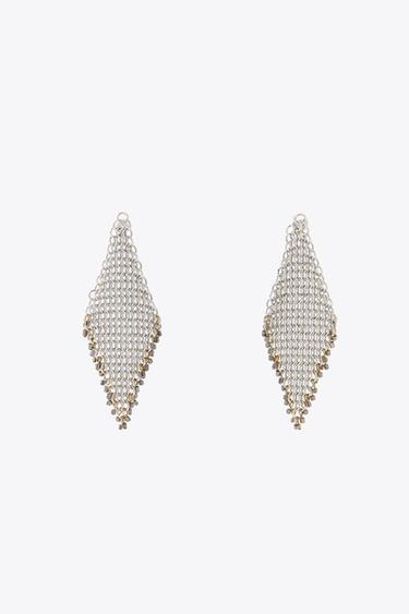 MISMATCHED METAL MESH EARRINGS - Silver by Zara