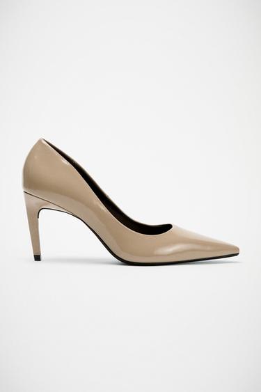 LEATHER HIGH-HEEL SHOES - Taupe Grey by Zara
