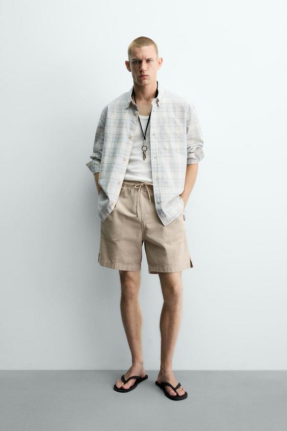 WASHED RELAXED FIT BERMUDA SHORTS - camel by Zara - Image 0